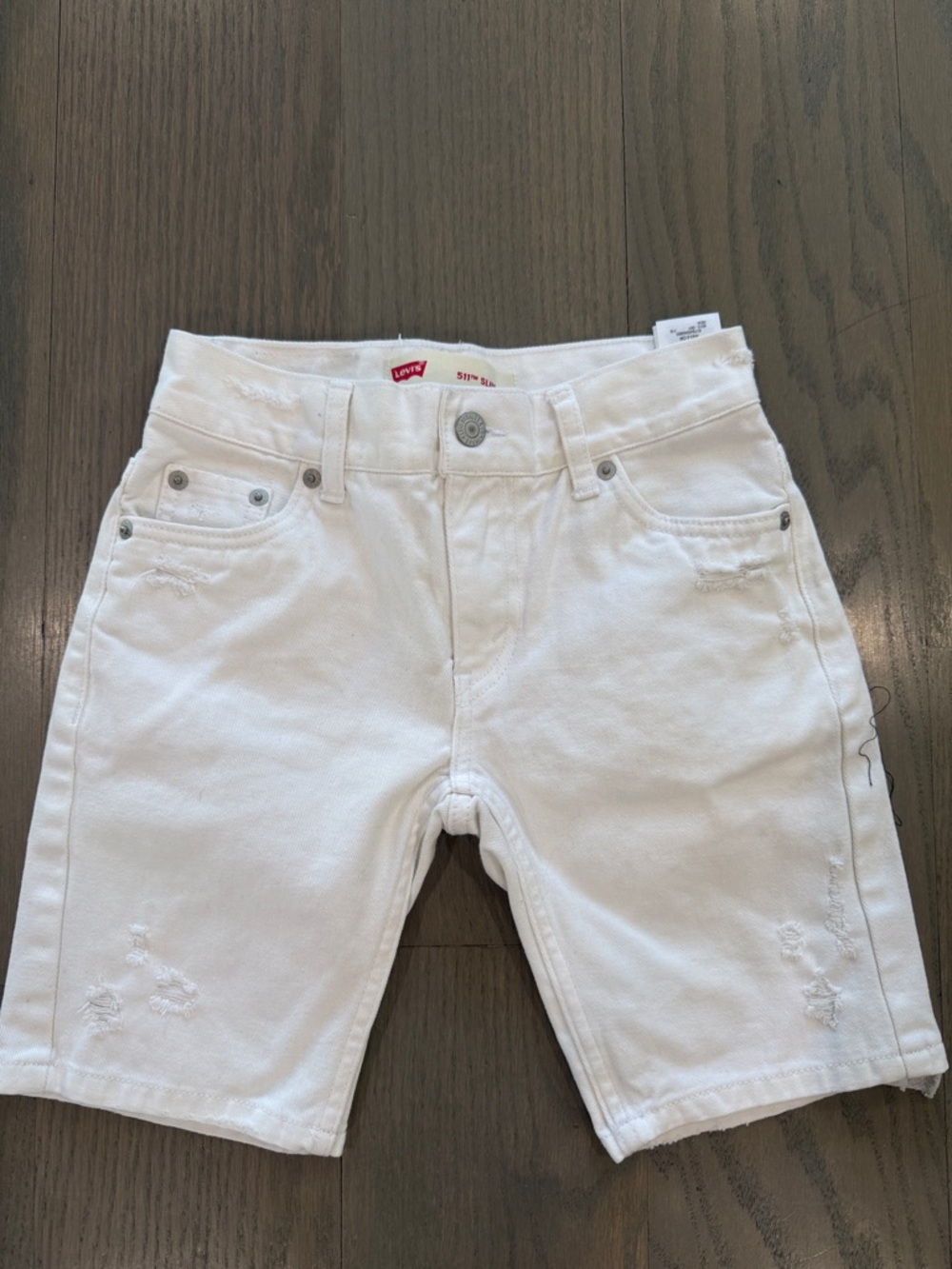 Levi's White Girls Denim Shorts with Subtle Distress